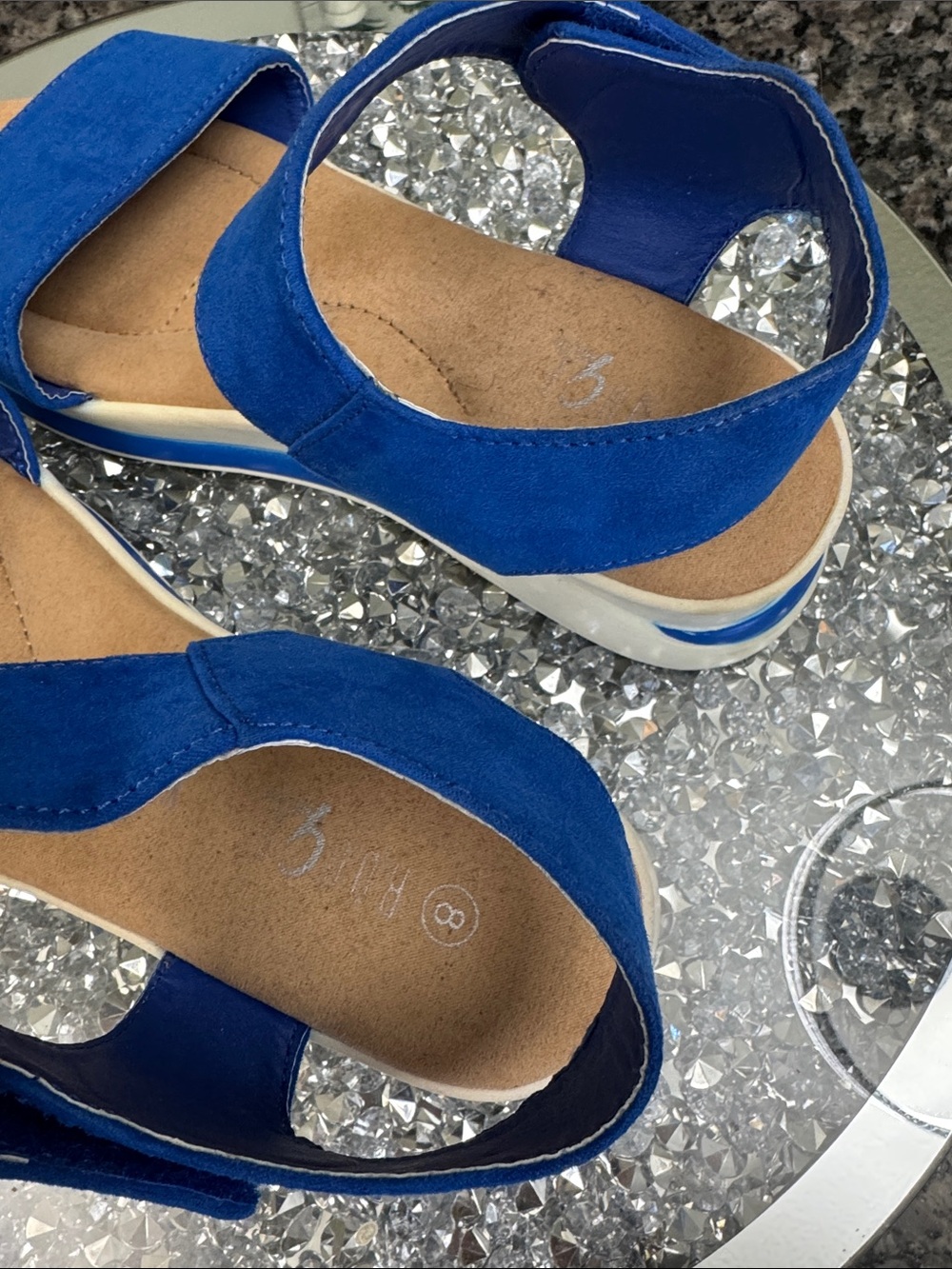 Rouge! Royal Blue Suede Platform Sandals 8 - Picture 6 of 9